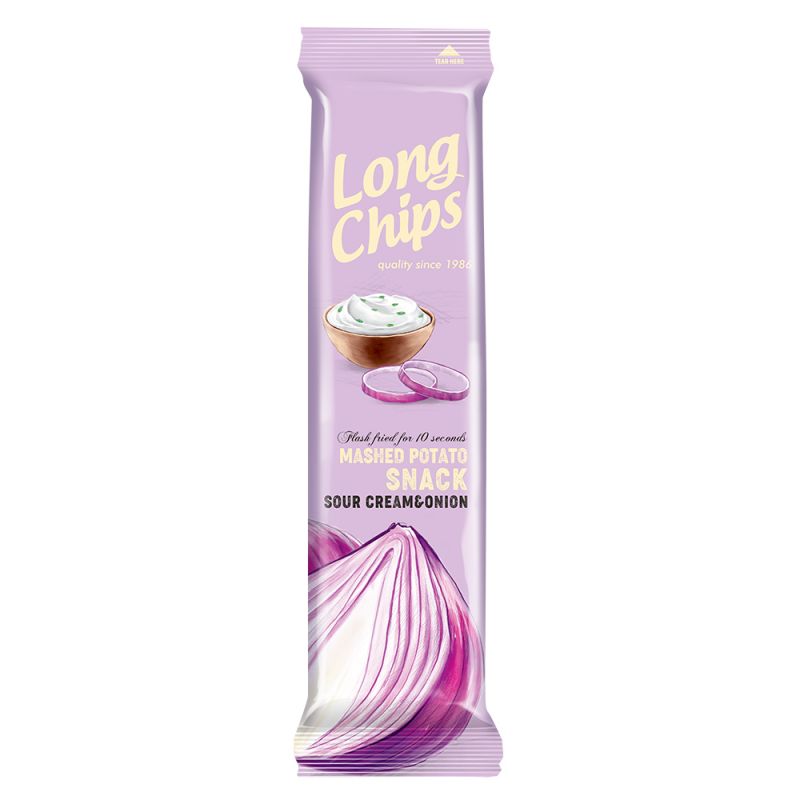 Chipsy ziemniaczane długie o smaku śmietany z cebulką 75g Long Chips